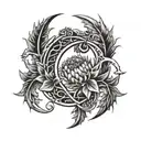 horseshoe thistle tattoo design idea