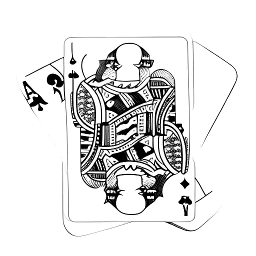 A deck of cards swirling around a joker card tattoo design idea