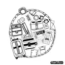 A minimalist tattoo of a suitcase with travel stickers from various places, symbolizing a passion for traveling. tattoo design idea