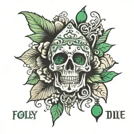 words that say Foley till we die but the o replaced with a green tear drop  tattoo design idea