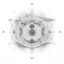 Acoustic guitar strings and the hole, Horizontal tattoo design idea