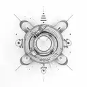 Acoustic guitar strings and the hole, Horizontal tattoo design idea