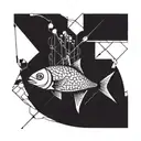 fishing pole made into heart shape tattoo design idea