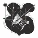 fishing pole made into heart shape tattoo design idea