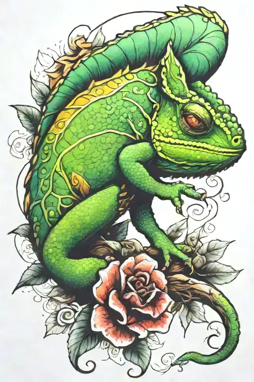 chameleon blending tattoo design idea