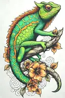 chameleon blending tattoo design idea