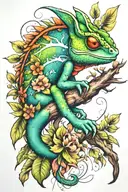 chameleon blending tattoo design idea