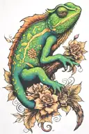 chameleon blending tattoo design idea