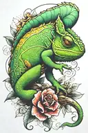 chameleon blending tattoo design idea