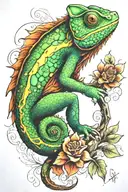 chameleon blending tattoo design idea