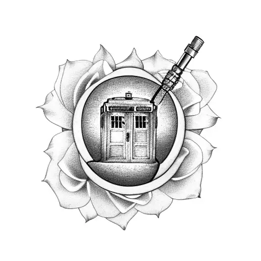 doctor who screwdriver with flowers around it saying "Heal Thy Self" tattoo design idea