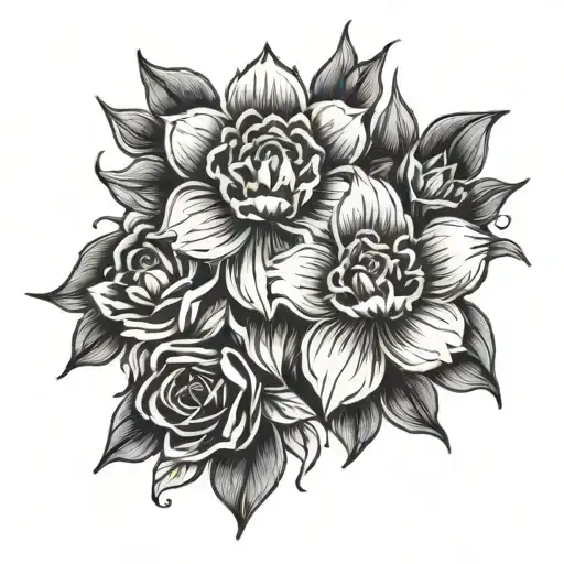 anxiety anger and flowers tattoo design idea