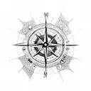 A compass guiding a path through the constellations tattoo design idea