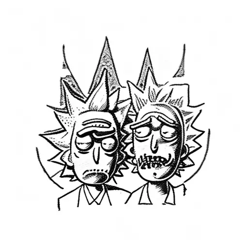 rick and morty in Renaissance tattoo design idea