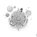 DJ turntables with Polynesian tribal designs tattoo design idea