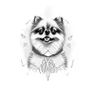 black pomeranian short ears tattoo design idea