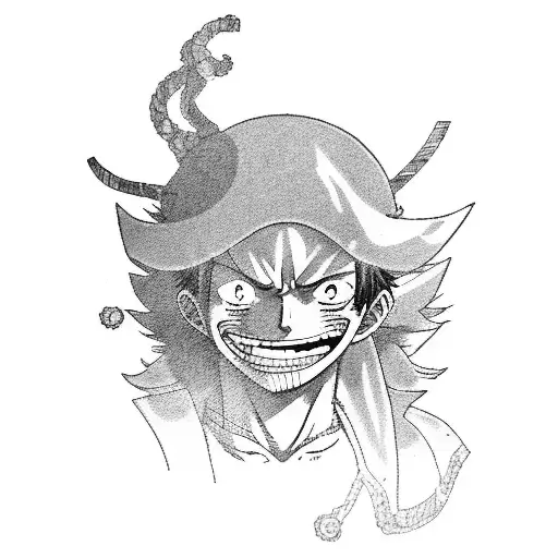 A group of anime characters from One Piece and Black Clover engaged in an epic battle tattoo design idea