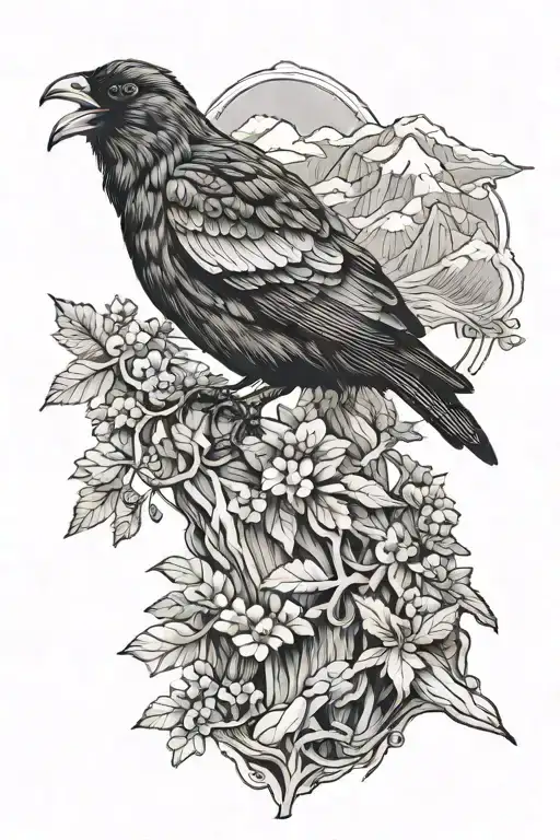 alpine chough tattoo design idea