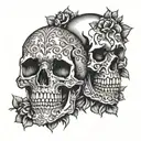 two skull tattoo design idea