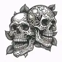 two skull tattoo design idea
