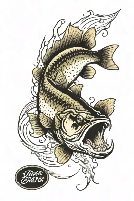large mouth bass fish tattoo design idea