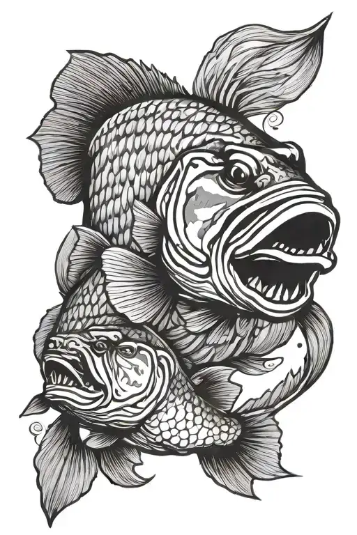 large mouth bass fish tattoo design idea
