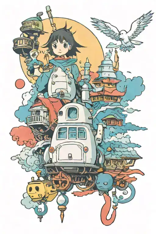 studio Ghibli howls moving castle & spirited away tattoo design idea