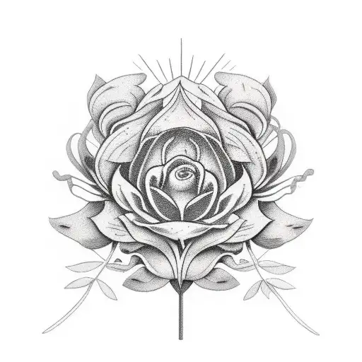 monument overgrown with plants tattoo design idea