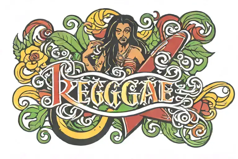 Reggae colours calligraphy style tattoo tattoo design idea