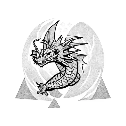 Dragon in a volcano tattoo design idea