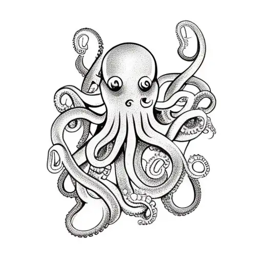 octopus drinking wine tattoo design idea