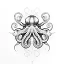 octopus drinks wine tattoo  tattoo design idea