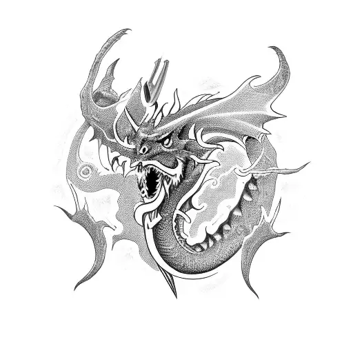 scissor demon dragon  tattoo design idea