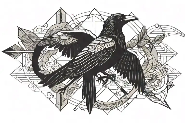 Raven snake arrow tattoo design idea