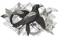 Raven snake arrow tattoo design idea