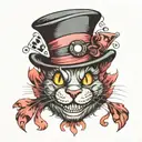 mad hatter hat with Cheshire Cat smile   tattoo design idea