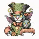 mad hatter hat with Cheshire Cat smile   tattoo design idea