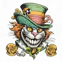 mad hatter hat with Cheshire Cat smile   tattoo design idea