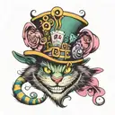 mad hatter hat with Cheshire Cat smile   tattoo design idea