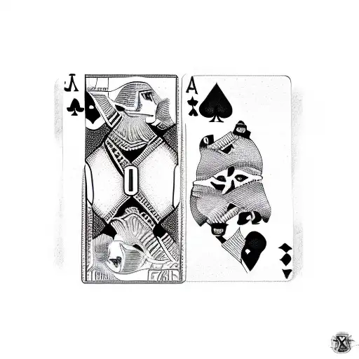 ace and joker playing card  tattoo design idea