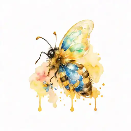 butterfly bee hive tattoo design idea