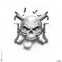 scary movie with guns tattoo design idea