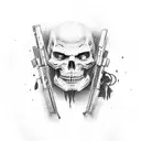 scary movie with guns tattoo design idea