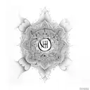 Mandala with name harsh and wings  tattoo design idea