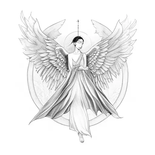 Doodle Flying Angel Wings With Halo Sketch Angelic Wings Freedom And  Religious Tattoo Vector Design Isolated On White Background Stock  Illustration - Download Image Now - iStock