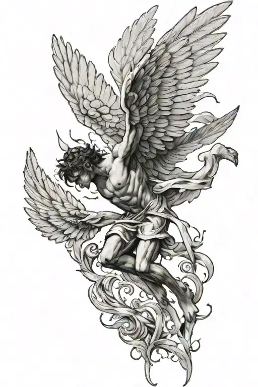 Icarus falling with wings out  tattoo design idea