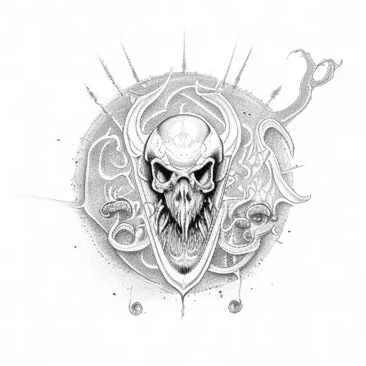 drakon scull tattoo design idea