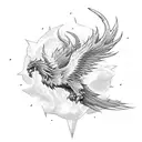 burning phoenix on top of a mountain, placed on the triceps tattoo design idea