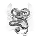 3 snakes  fighting a gladiator angel sleeve tattoo design idea