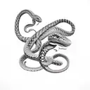 3 snakes  fighting a gladiator angel sleeve tattoo design idea